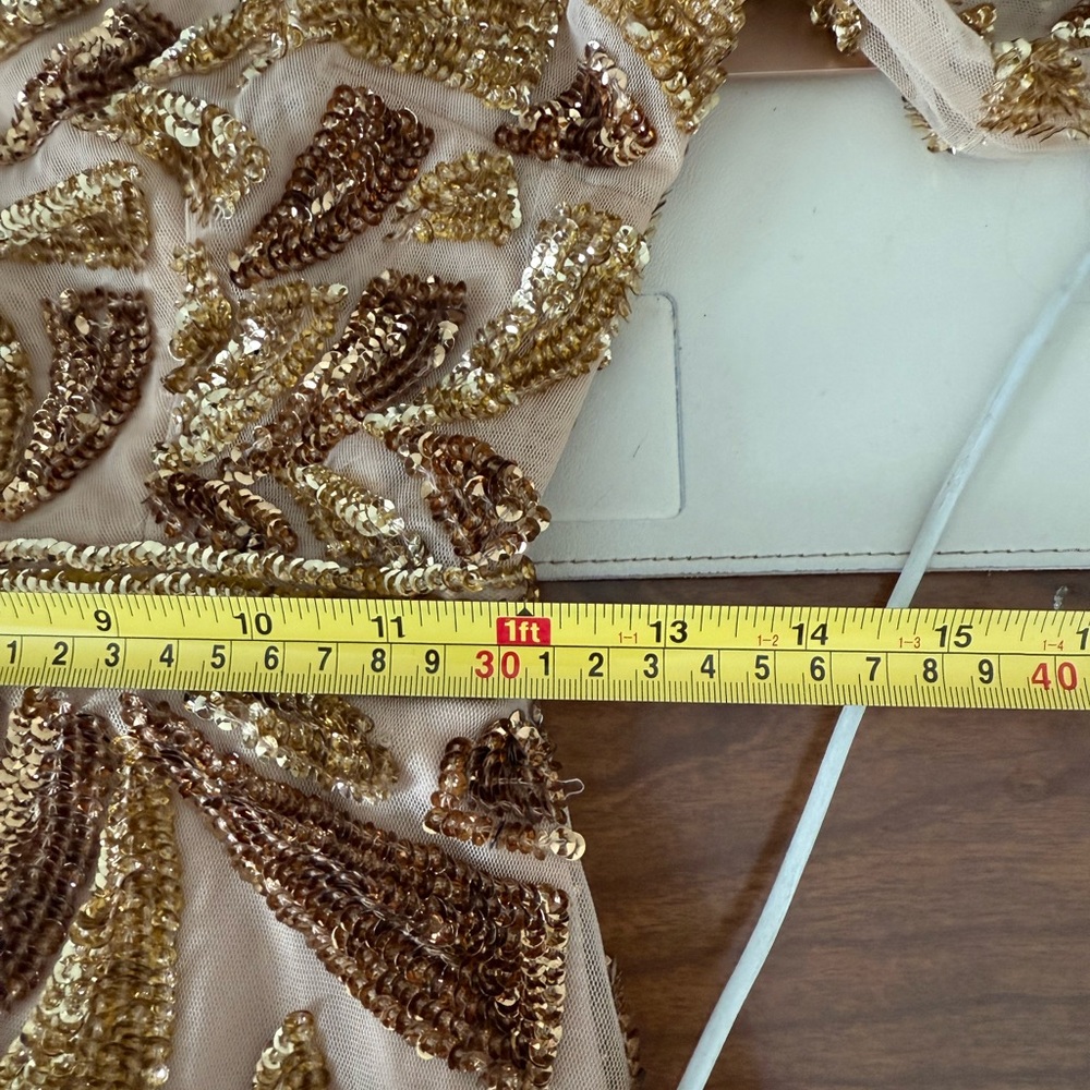 Mac Duggal Gold and Bronze Long Sleeve Dress - Picture 4 of 6